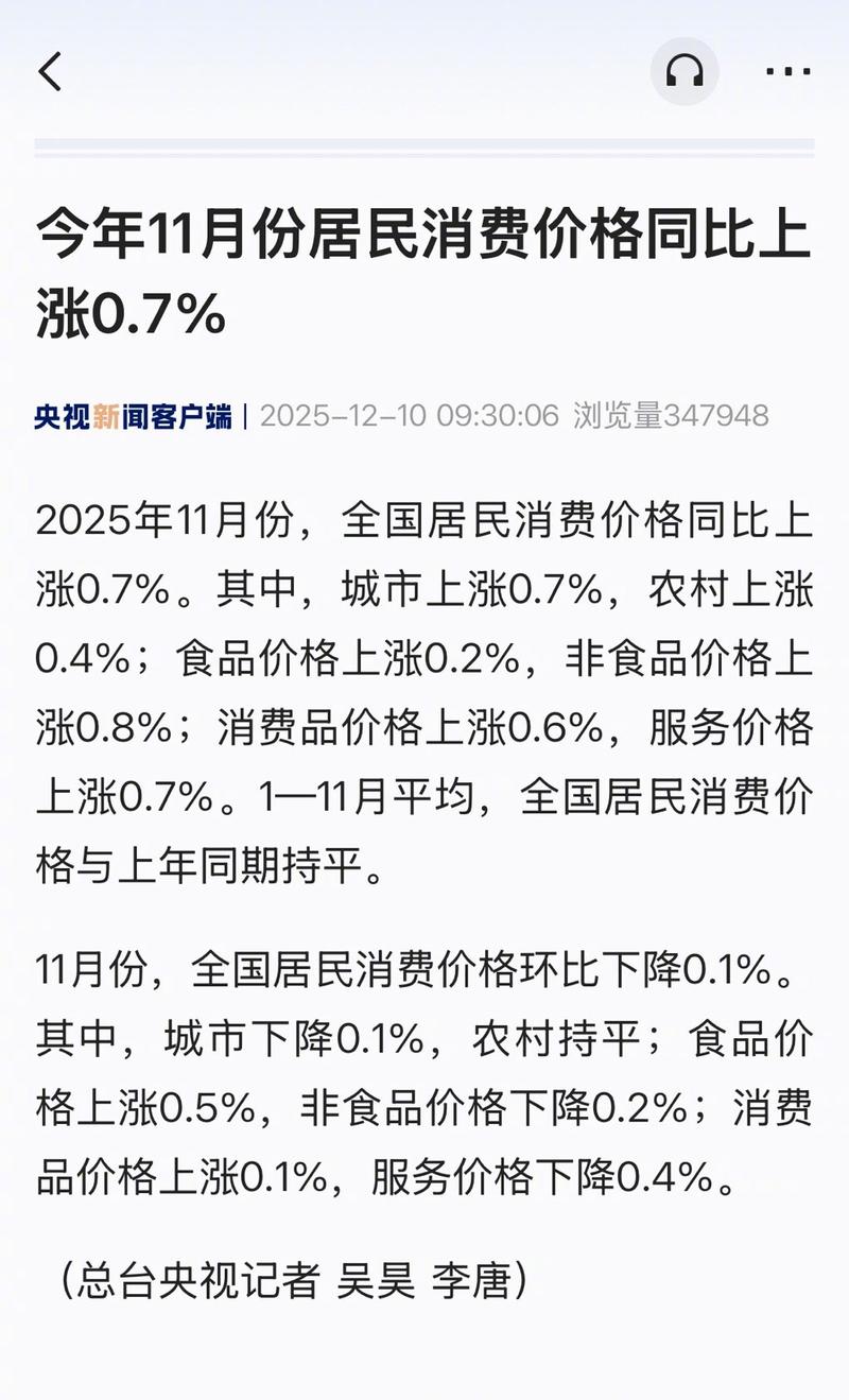 消费升级内需主力CPI上涨信号 _中国近十年cpi指数走势图_11月份CPI同比上涨0.7%核心CPI上涨1.2%