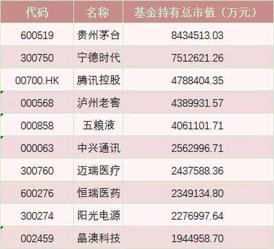 公募基金二季报披露完毕，前十大重仓股名单及港股数量有变化